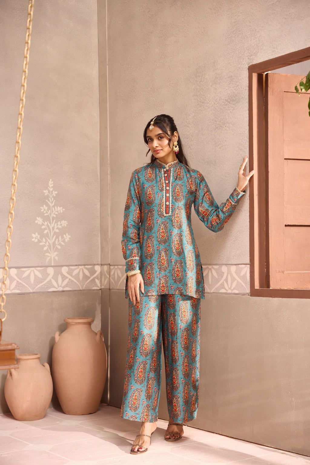 Blue Dola Silk Printed Co-Ord Set