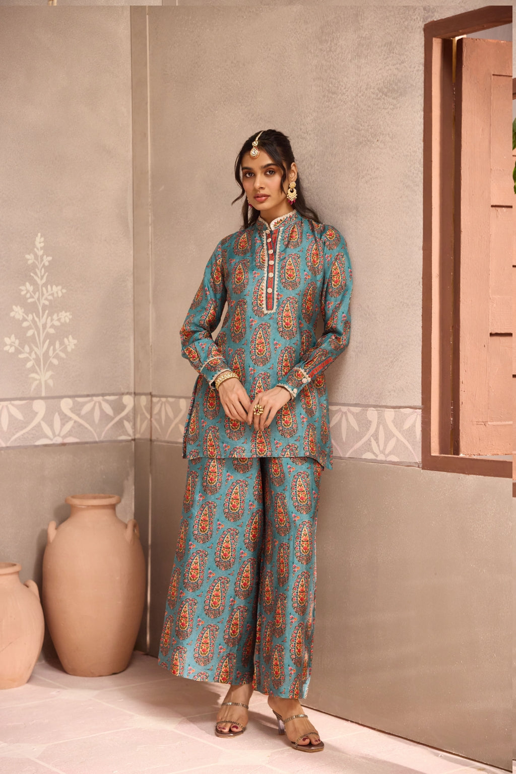 Blue Dola Silk Printed Co-Ord Set