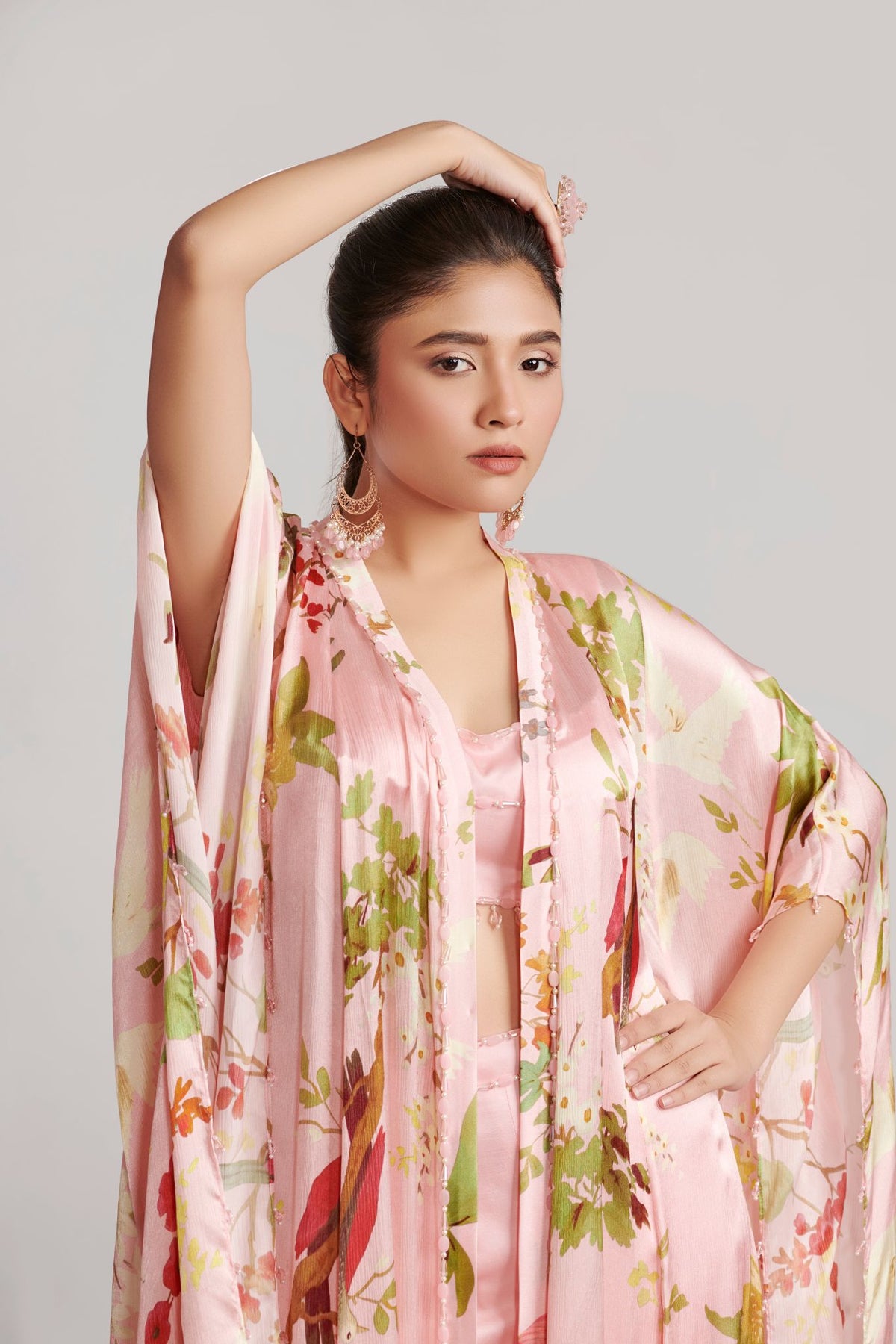 Off-White Multi-Colour Kalidaar Kaftan With Bustier & Pant