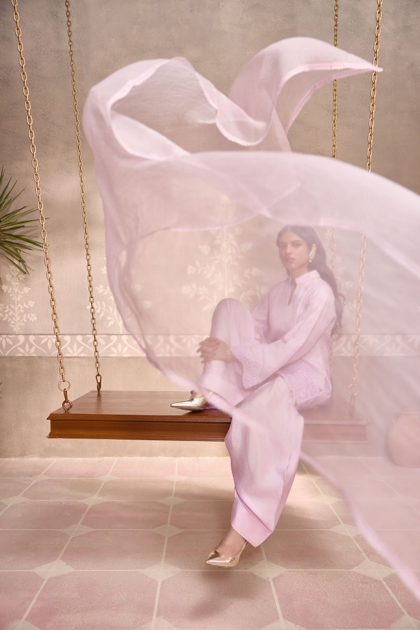 Lilac Dola Silk Farsi Salwar Set with Dupatta