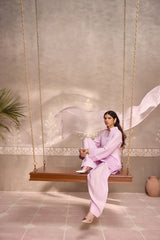 Lilac Dola Silk Farsi Salwar Set with Dupatta