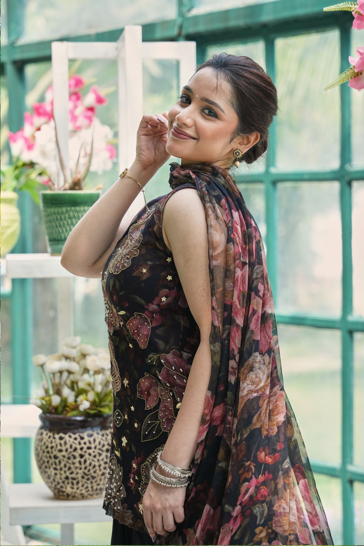 Midnight Bloom Embellished Sharara Set