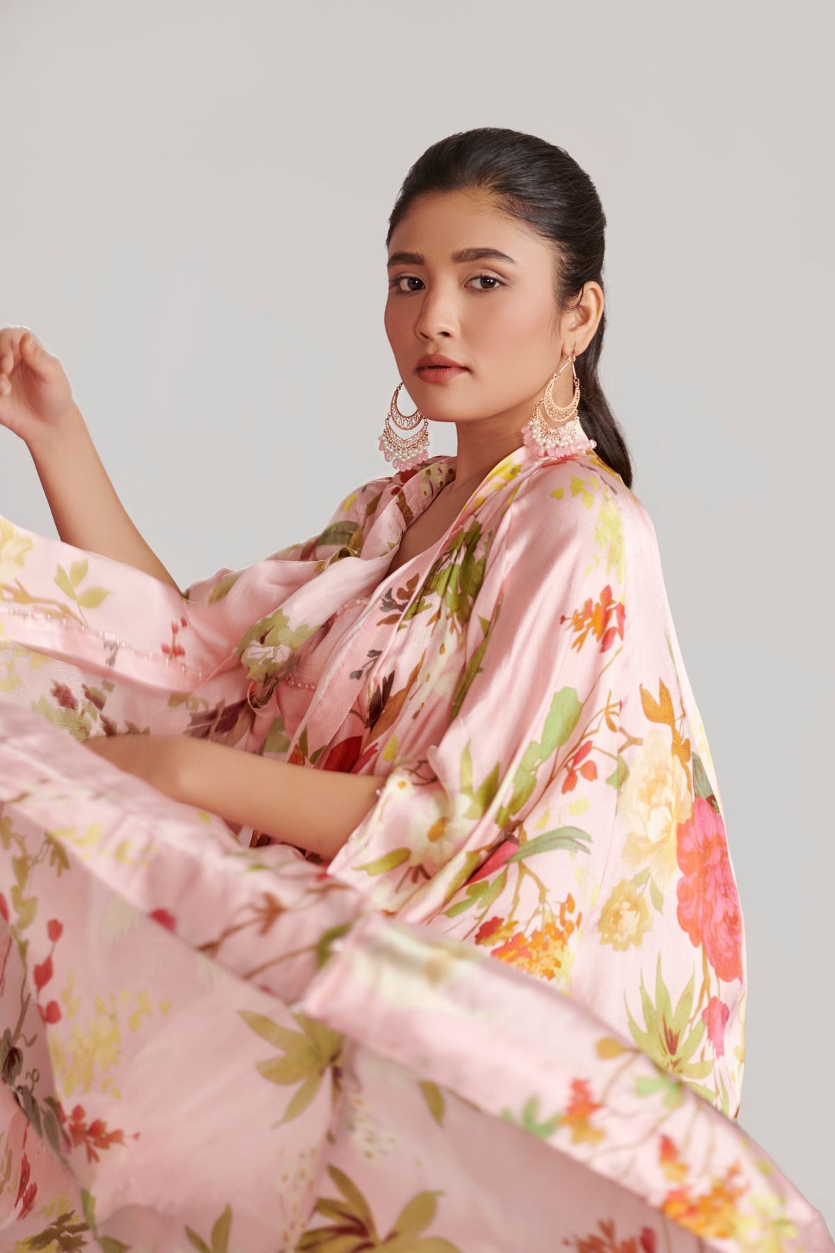 Off-White Multi-Colour Kalidaar Kaftan With Bustier & Pant