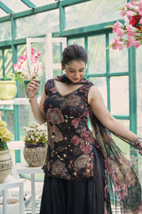 Midnight Bloom Embellished Sharara Set