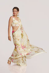 Off-White Organza Saree