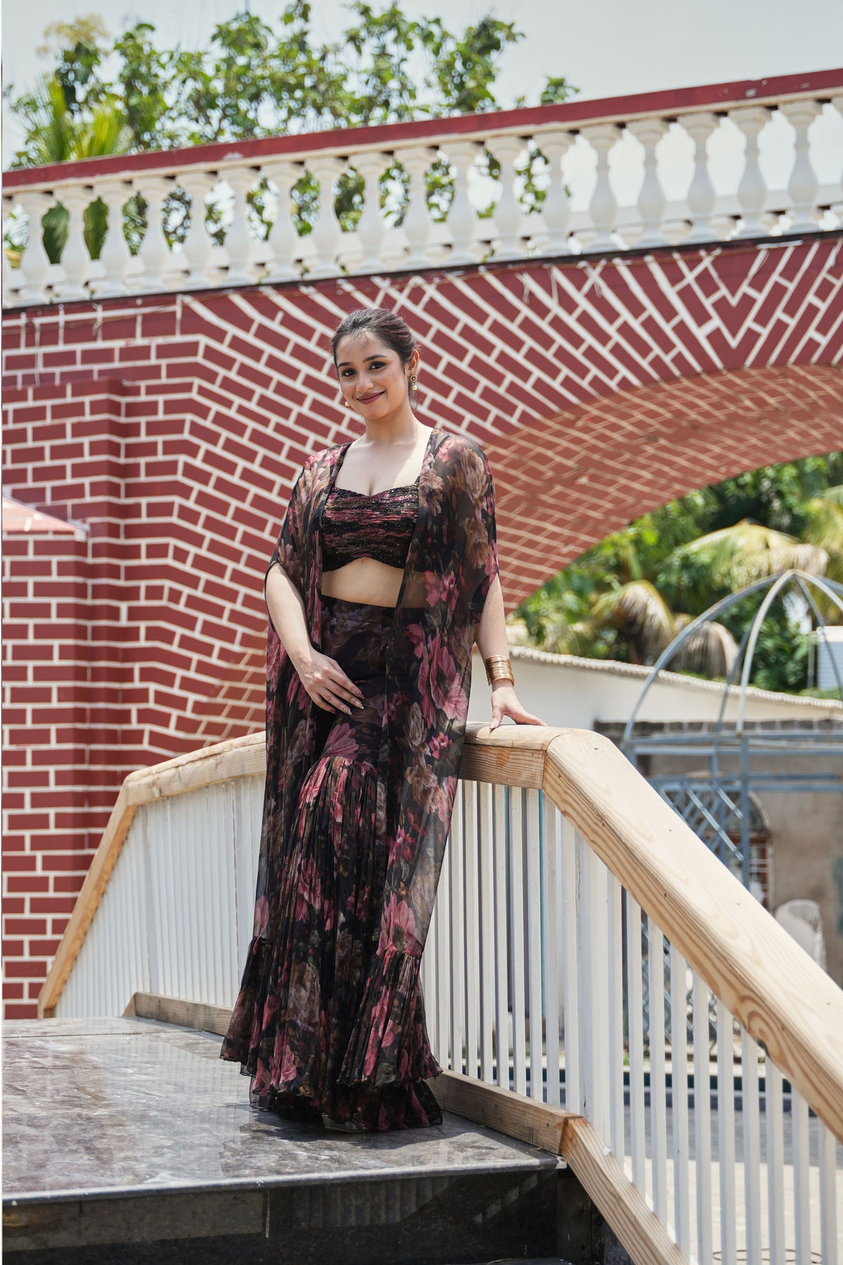 Midnight Rose Printed Sharara Set