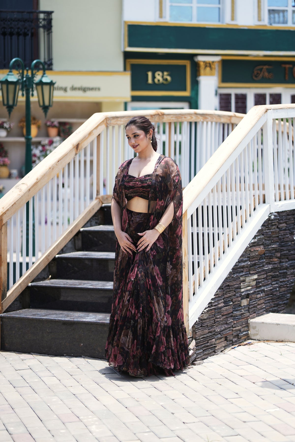 Midnight Rose Printed Sharara Set