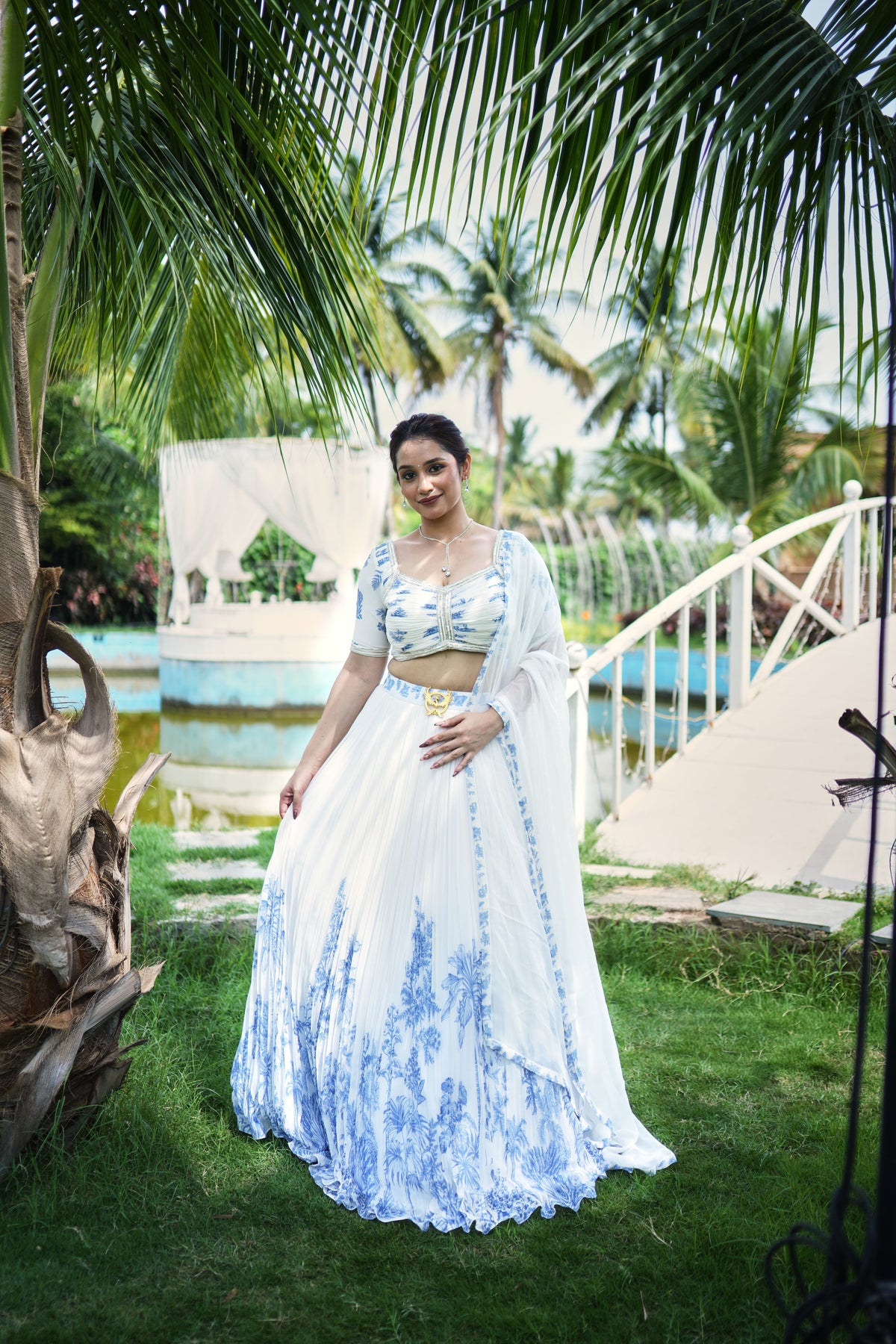 Azure Bloom Printed Lehenga Set