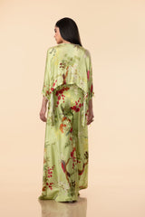 Off-White Multi-Colour Chinon Satin Kaftan With Bias Pant