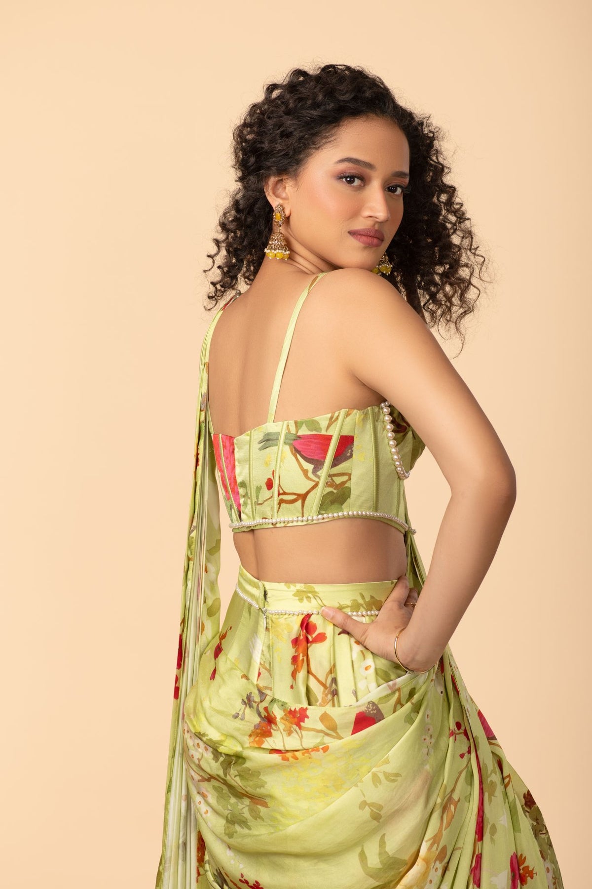 Off-White Multi-Colour Modal Satin Saree With Blouse