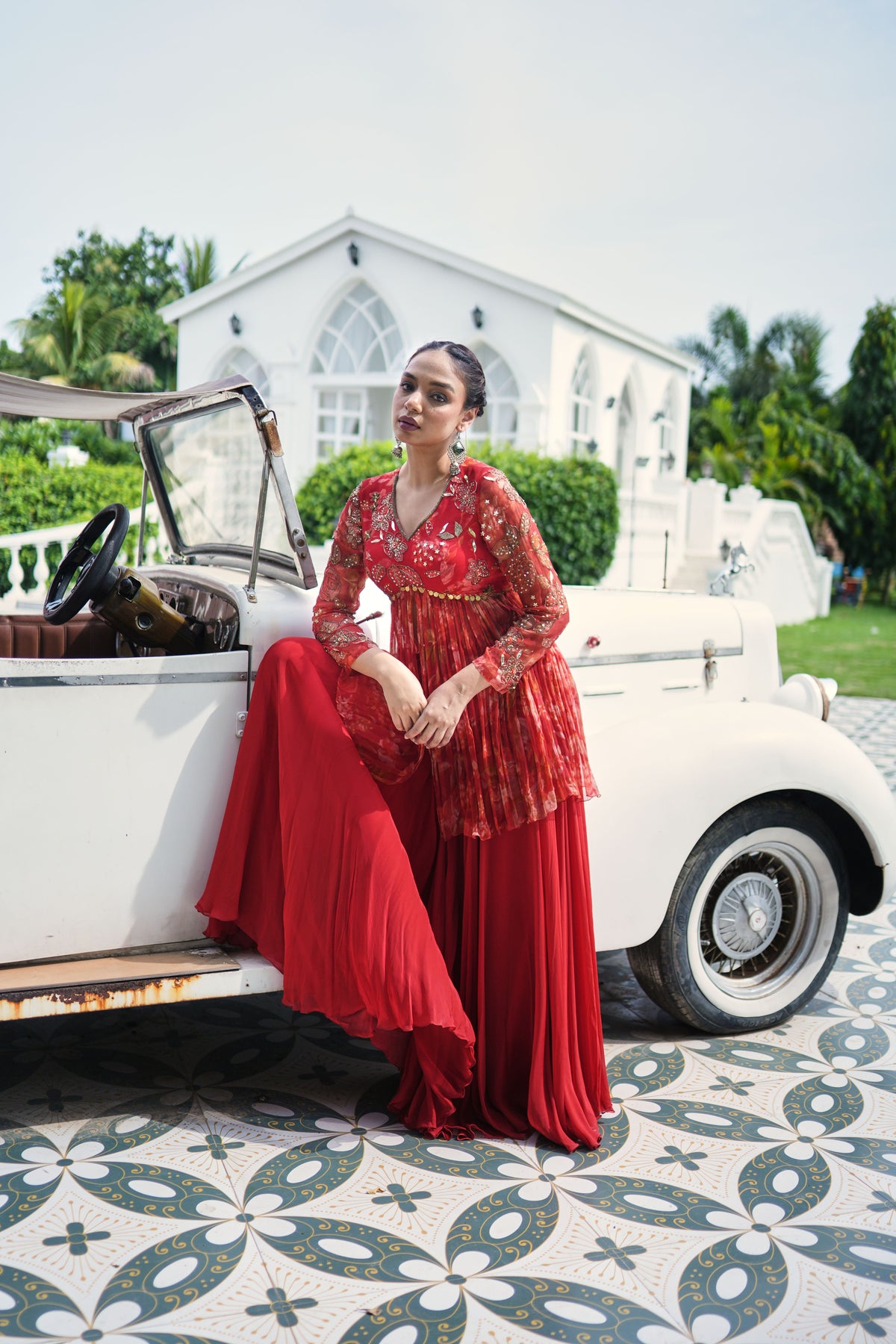 Crimson Grace Peplum Sharara Set