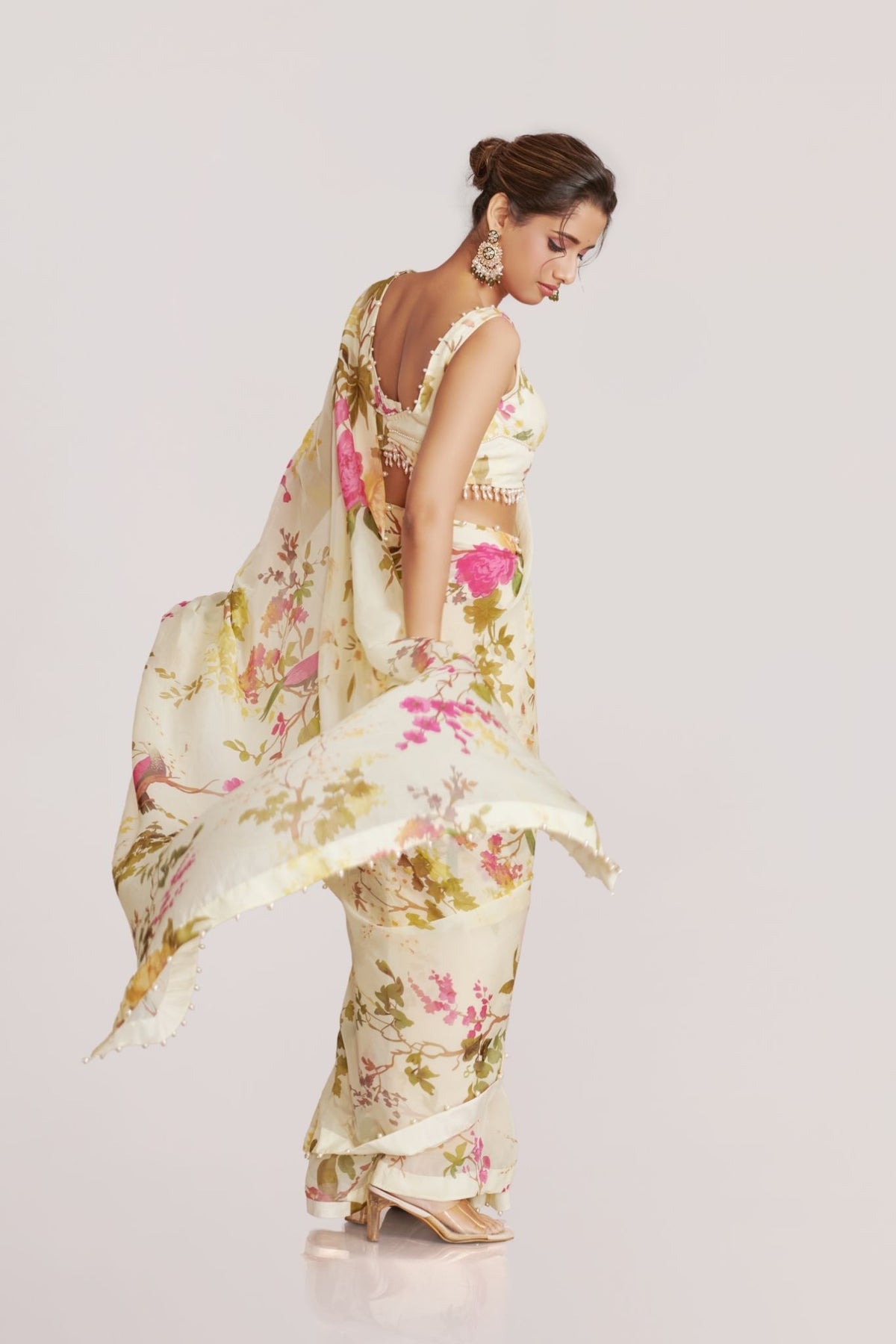 Off-White Organza Saree