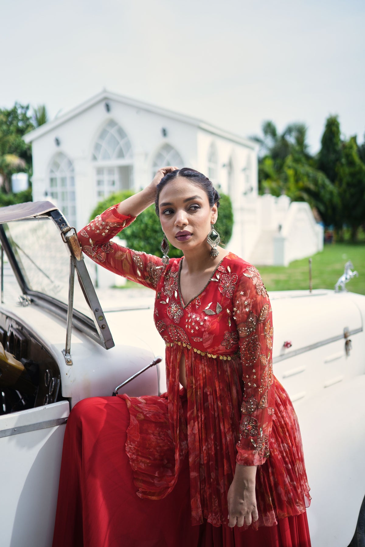 Crimson Grace Peplum Sharara Set