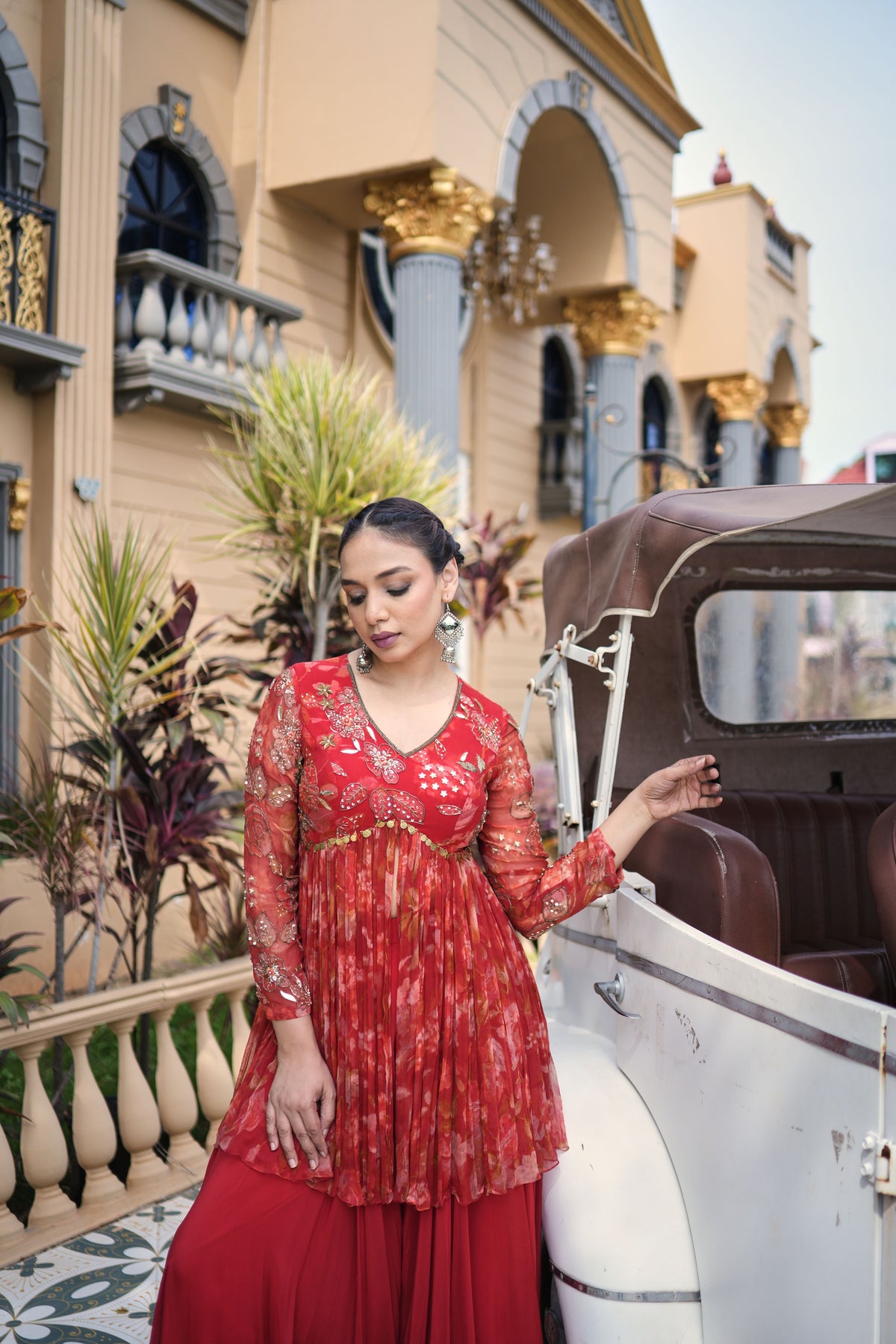 Crimson Grace Peplum Sharara Set