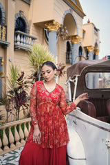 Crimson Grace Peplum Sharara Set