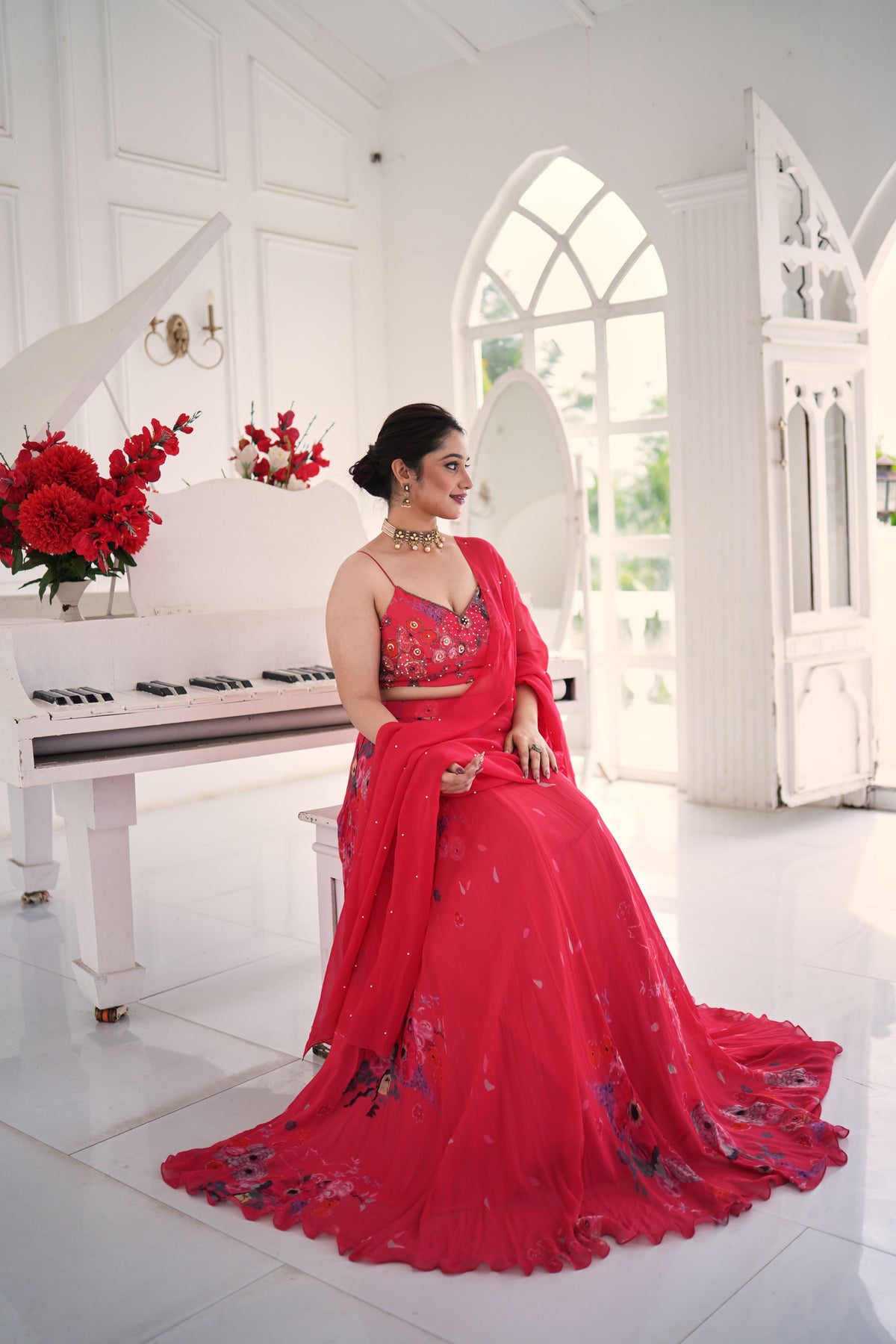 Ruby Blossom Embellished Lehenga Set