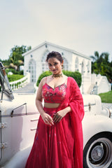 Ruby Blossom Embellished Lehenga Set