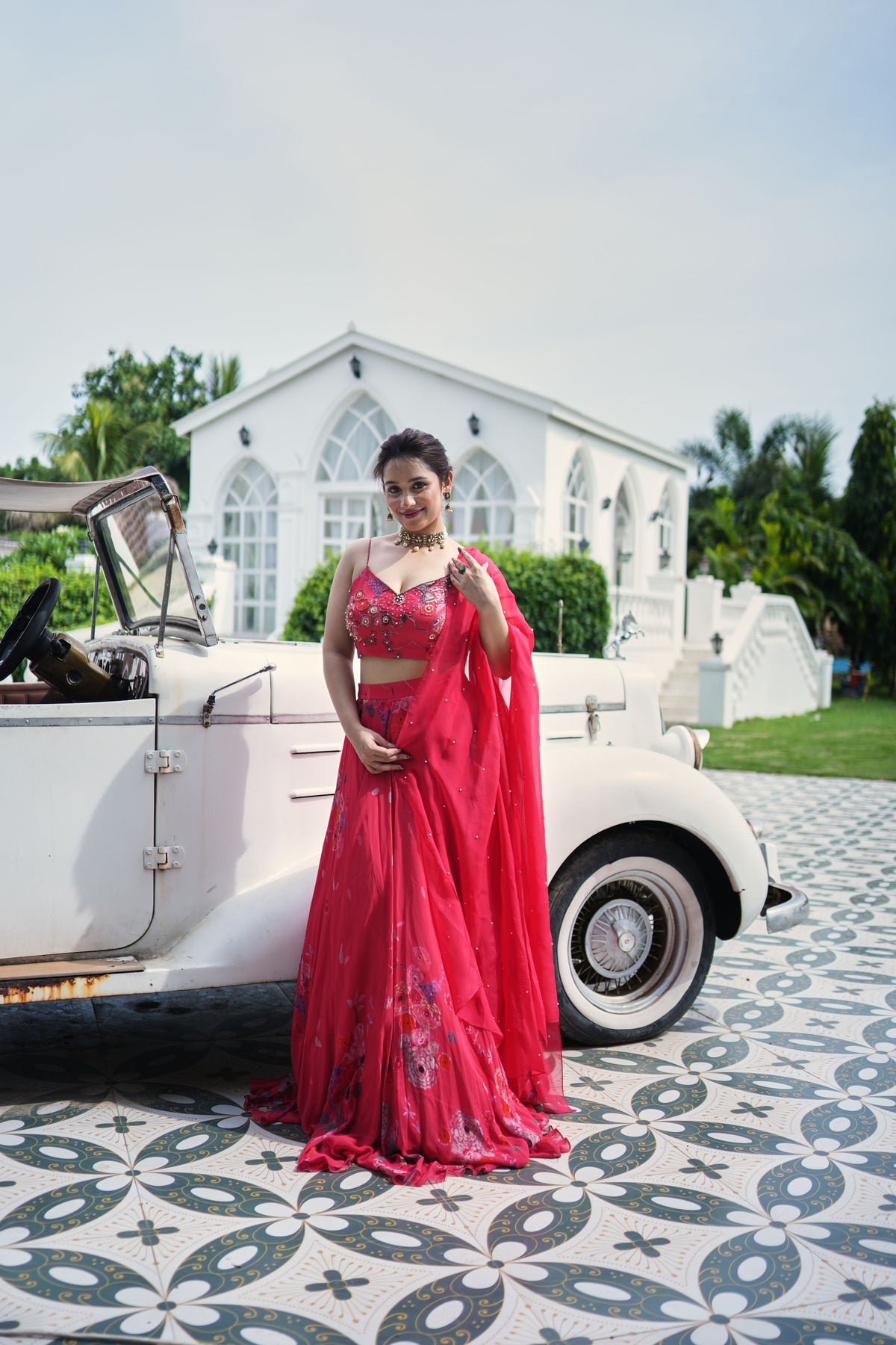Ruby Blossom Embellished Lehenga Set