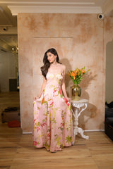 Off-White Multi-Colour Modal Satin Kalidaar Gown