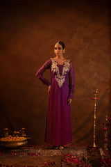 Purple Tissue Swan Embroidered Dress