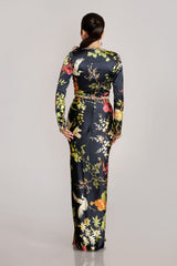Off-White Multi-Colour Chinon Satin Jacket & Skirt Dress