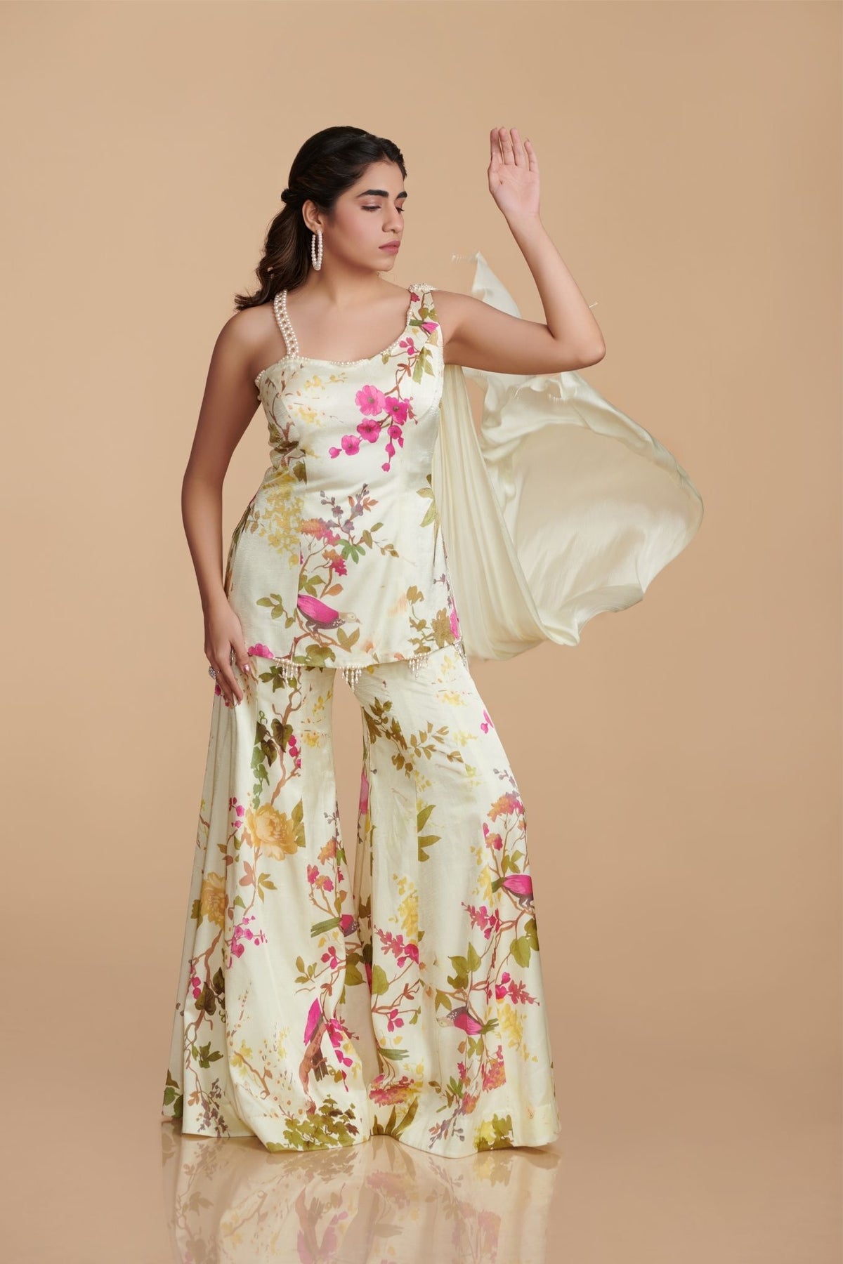 Asymmetrical Kurta With Kalidaar Sharara Pants