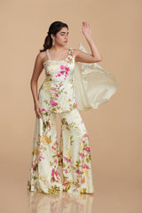 Asymmetrical Kurta With Kalidaar Sharara Pants