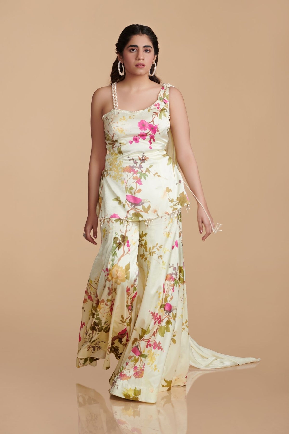 Asymmetrical Kurta With Kalidaar Sharara Pants