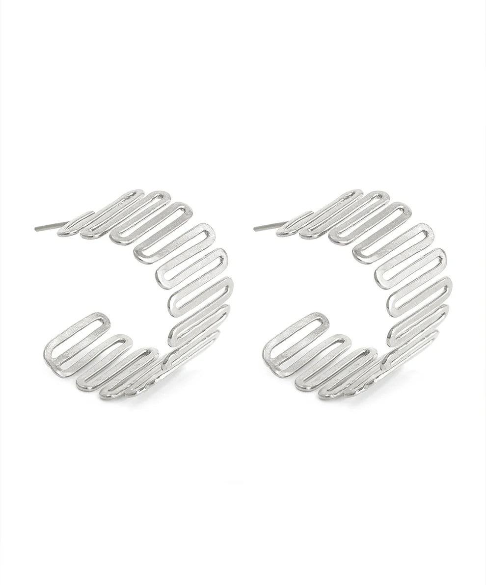 Silver Spiral Meadow Earrings