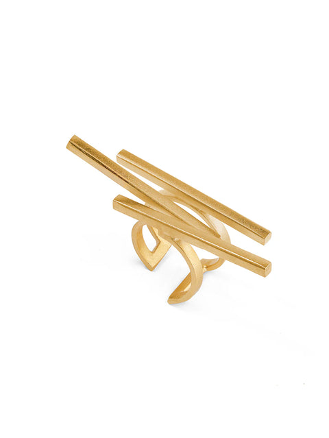 Golden Layered Line Ring