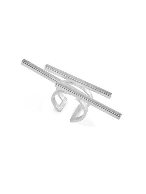 Silver Layered Line Ring