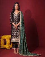Black Brocade Kurta and Pant with Dupatta