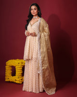 Ivory Georgette Peplum Set
