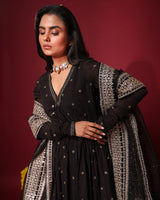 Black Peplum and Gharara Set