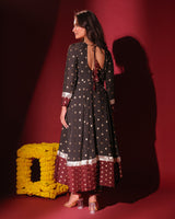 Black Maroon Anarkali Set