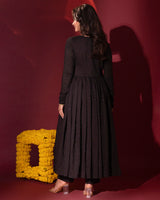 Black Silk Chanderi Anarkali Set