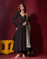 Black Silk Chanderi Anarkali Set