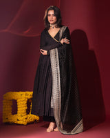 Black Silk Chanderi Anarkali Set