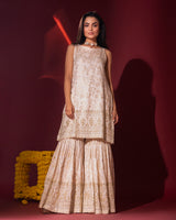 Ivory Brocade Kurta and Gharara Set with Dupatta