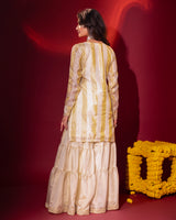 Elegant Silk Tissue Kurta & Gharara Set