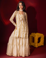 Elegant Silk Tissue Kurta & Gharara Set