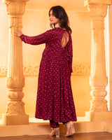 Wine Anarkali Set