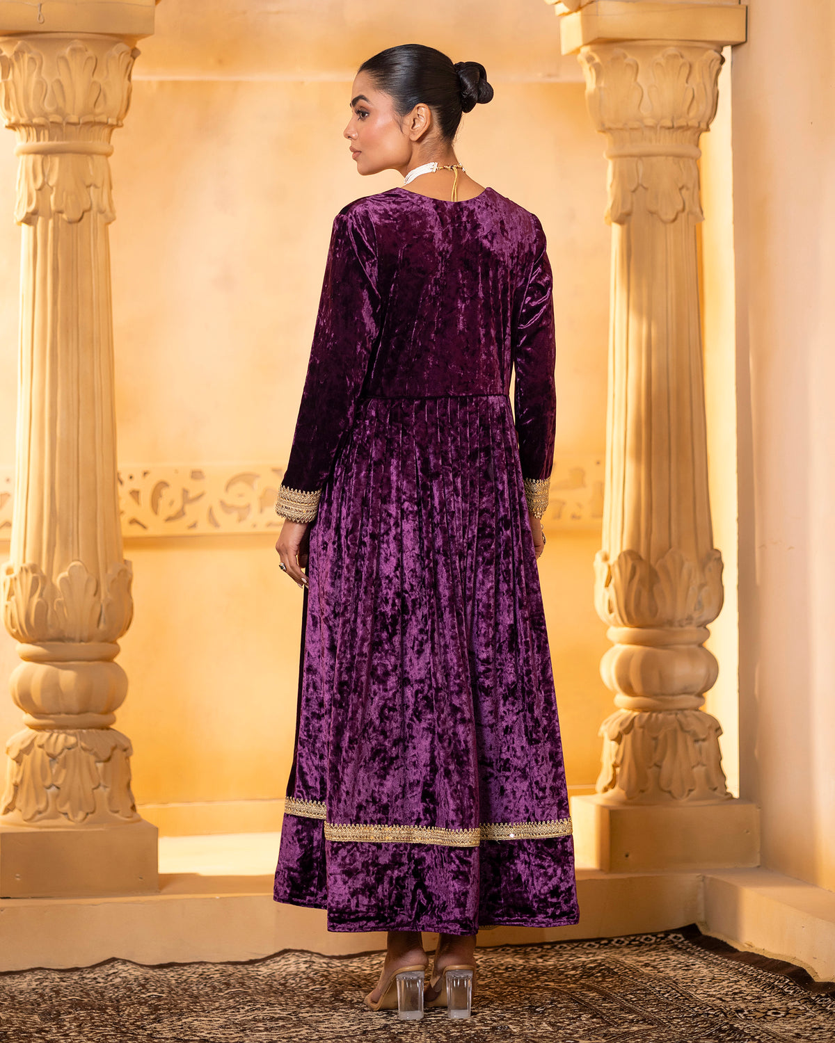 Plum Velvet Anarkali Set