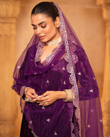 Plum Velvet Anarkali Set
