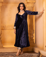 Navy Blue Anarkali Set