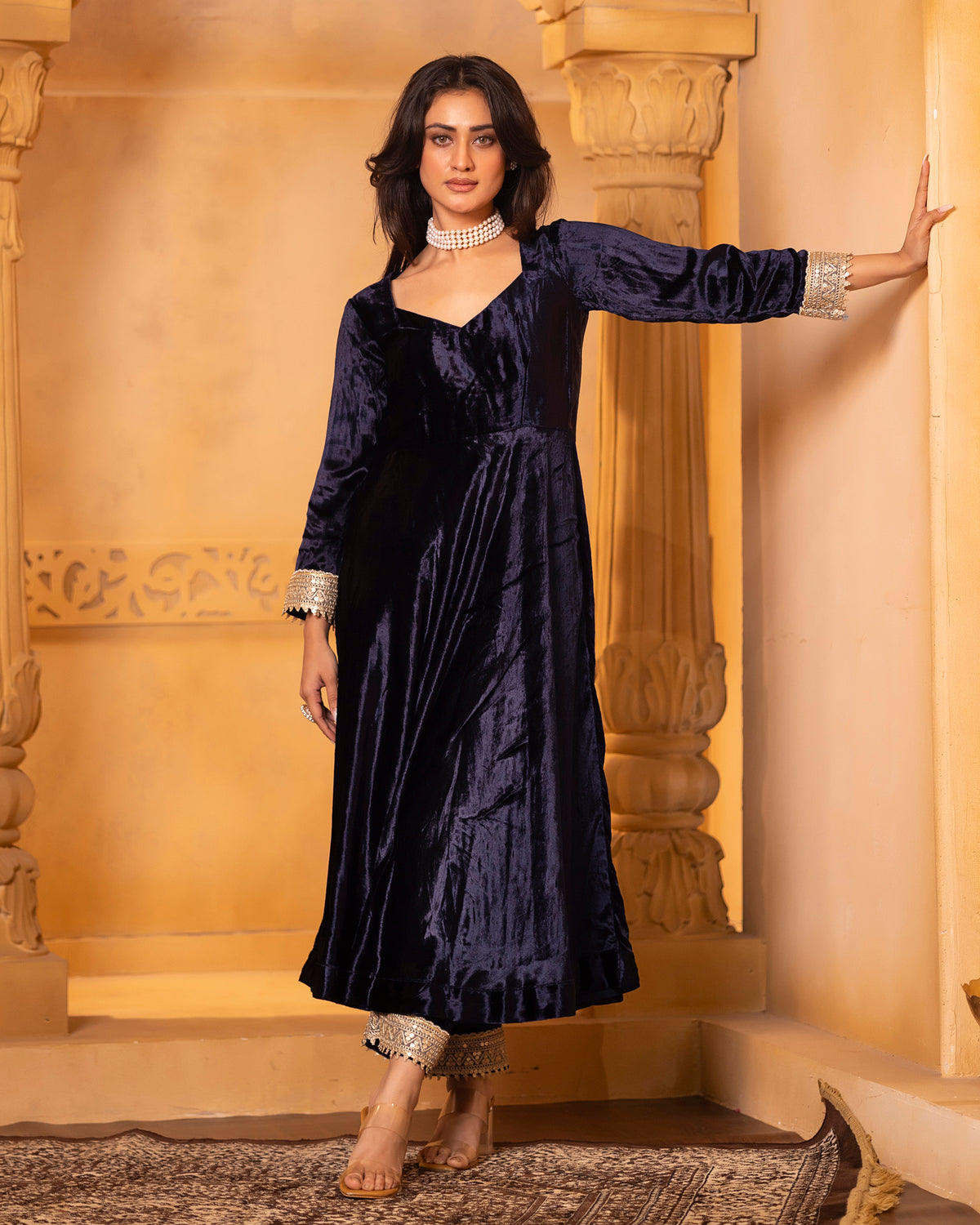 Navy Blue Anarkali Set