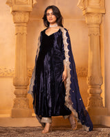 Navy Blue Anarkali Set