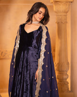 Navy Blue Anarkali Set