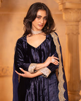 Navy Blue Anarkali Set
