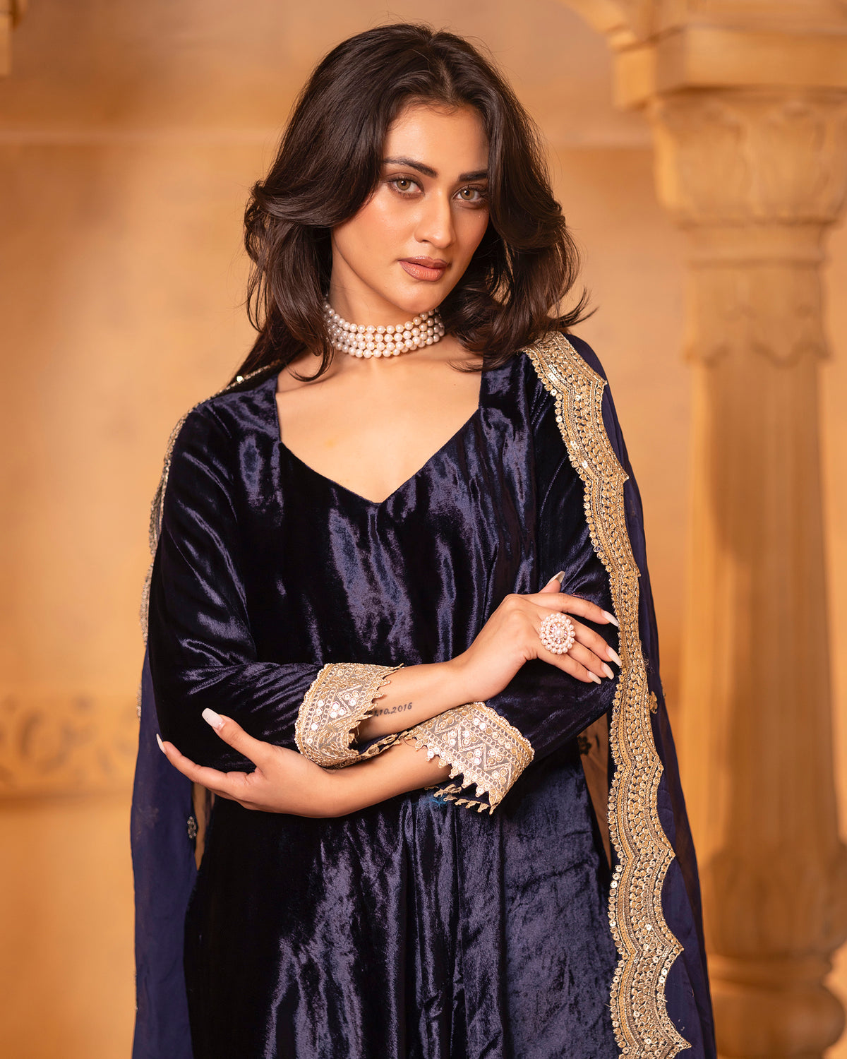 Navy Blue Anarkali Set